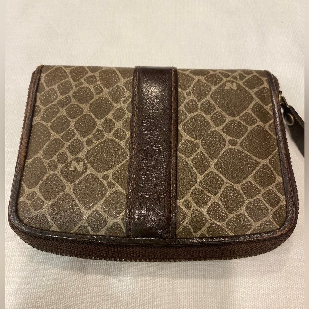 NINA RICCI compact brown leather wallet